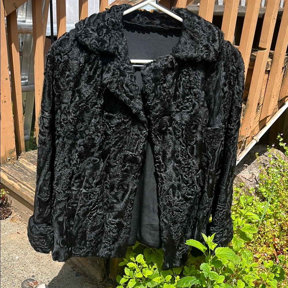 Vintage Black Curly Persian Lamb Fur Jacket